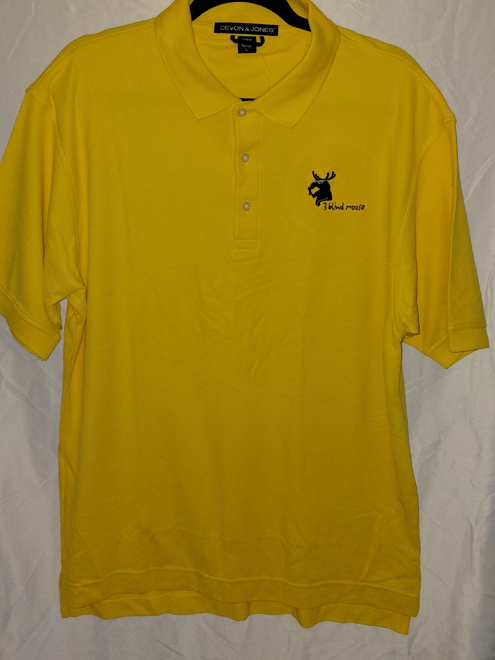 Yellow Polo with 3 Blind Moose Embroidery